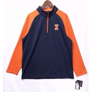 Colosseum Illinois Fighting Illini Fleece Pullover Sweatshirt Men L‎ Navy Orange